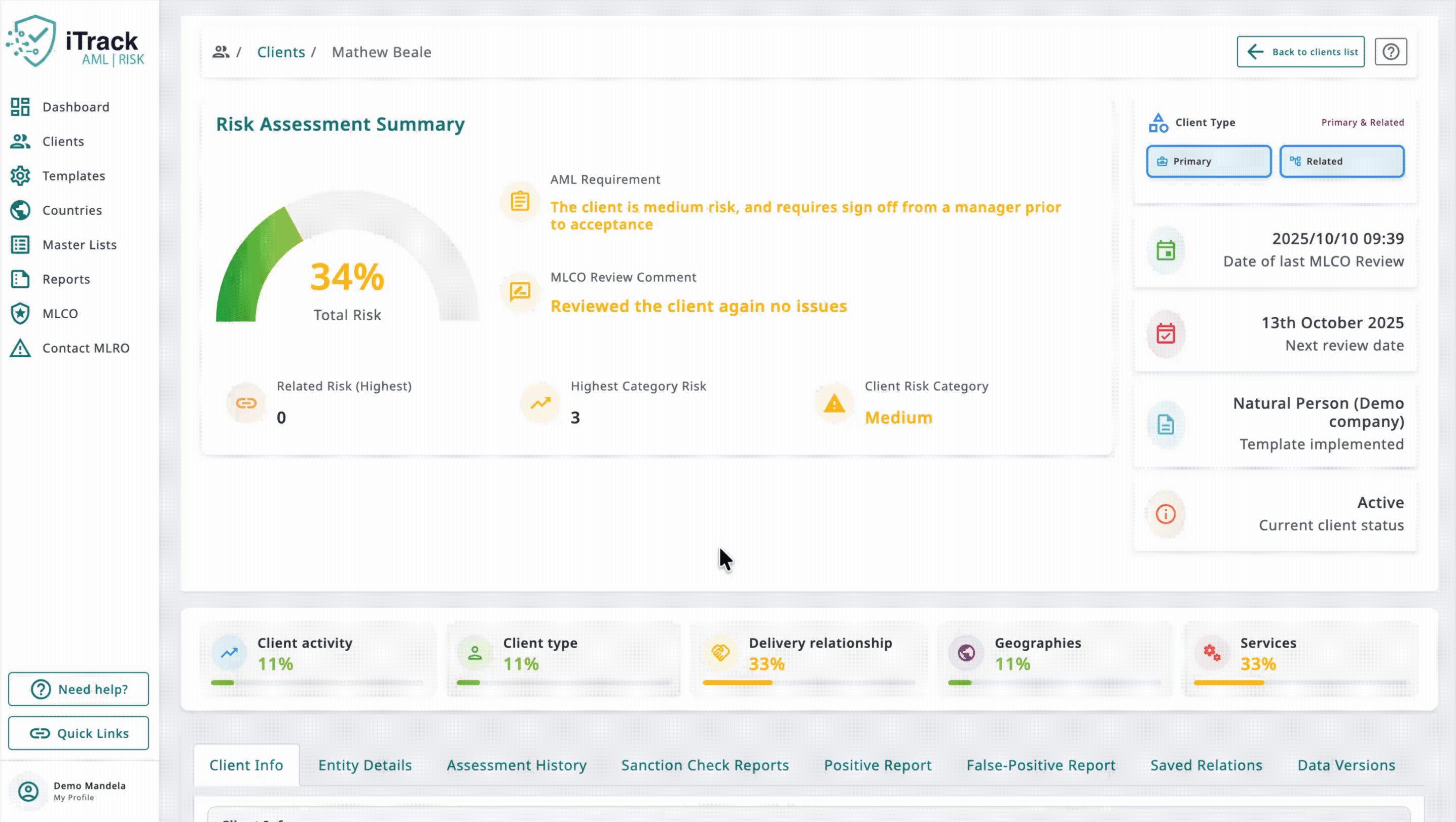 iTrack Risk Based Assessment