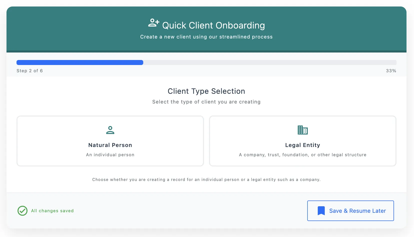 AML client onboarding interface with KYC document verification and entity management